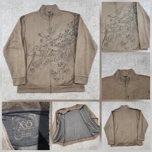 VTG Y2K XG Mens 2XL Affliction Style Full Zip Skulls Wings Streetwear Sweatshirt